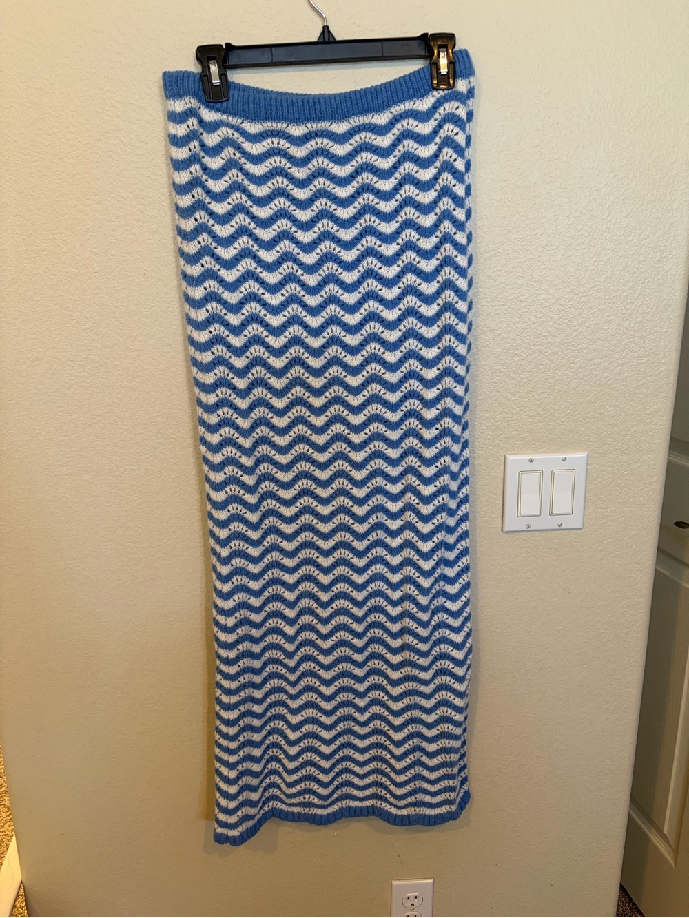 Blue & White Chevron Strapless Two-Piece Maxi Set - Picture 3 of 7